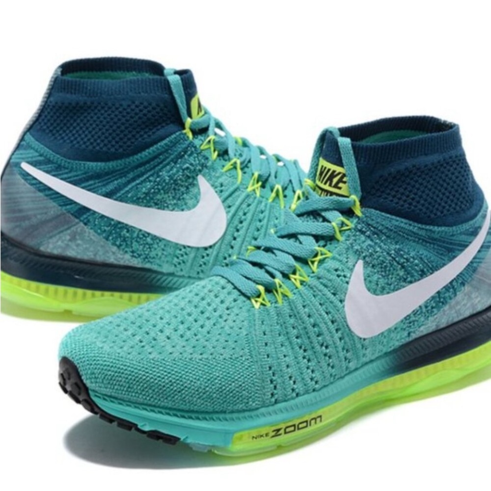 Nike Zoom Athletic Shoes - Teal and Lime